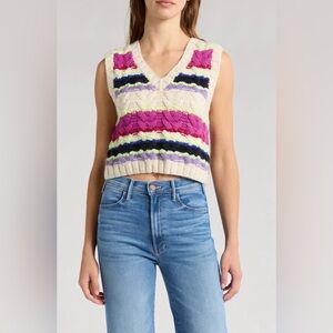 MOTHER The Top This Sweater Vest Bumpy Ride, XL (14–16) Wool & Baby Alpaca New